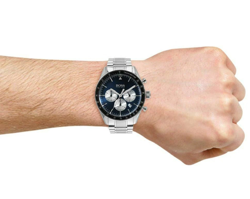 Shop Hugo Boss Chronograph Blue Dial Silver Steel Strap Watch for Men - 1513630 in USA