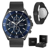 Shop Hugo Boss Ocean Edition Blue Dial Black Mesh Bracelet Watch for Men - 1513702 in USA