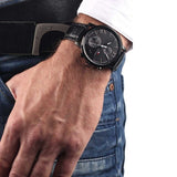 Tommy Hilfiger Aden Chronograph Black Dial Black Leather Strap Watch for Men - 1791310 Buy Now By Tommy Hilfiger