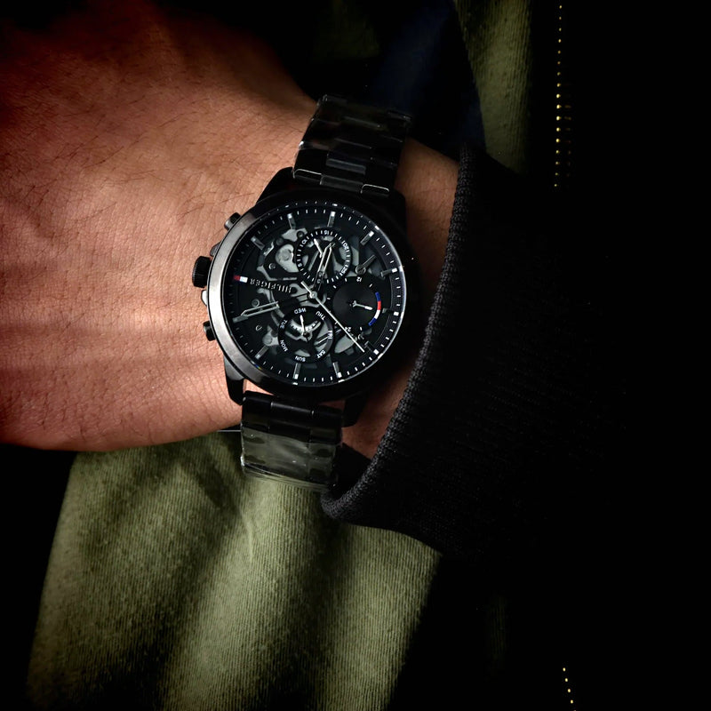 Tommy Hilfiger Henry Chronograph Black Dial Black Steel Strap Watch For Men - 1710478 Buy Now By Tommy Hilfiger