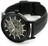 Emporio Armani Meccanico Automatic Black Dial Black Leather Strap Watch For Men - AR60042 Buy Now By Emporio Armani