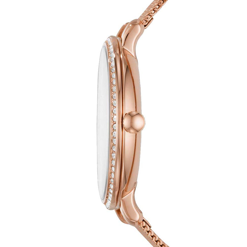 Fossil Jacqueline Quartz Rose Gold Dial Rose Gold Mesh Strap Watch for Women - ES4628 Buy Now By Fossil