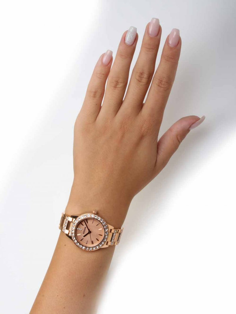 Fossil Jesse Crystal Rose Gold Dial Rose Gold Steel Strap Watch for Women - ES3020 Buy Now By Fossil
