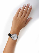Fossil Jacqueline Quartz White Dial Black Leather Strap Watch for Women - ES3972