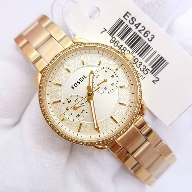 Fossil Tailor Gold Dial Gold Steel Strap Watch for Women - ES4263 Buy Now By Fossil