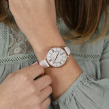 Fossil Jacqueline Quartz Mother of Pearl White Dial White Leather Strap Watch for Women - ES4579 Buy Now By Fossil