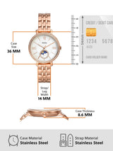 Fossil Jacqueline Analog Moonphase Mother of Pearl White Dial Rose Gold Steel Strap Watch for Women - ES5165 Buy Now By Fossil