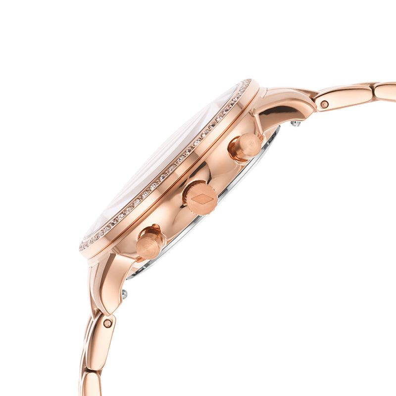 Fossil Neutra Chronograph Mother of Pearl Brown Dial Rose Gold Steel Strap Watch for Women - ES5218 Buy Now By Fossil