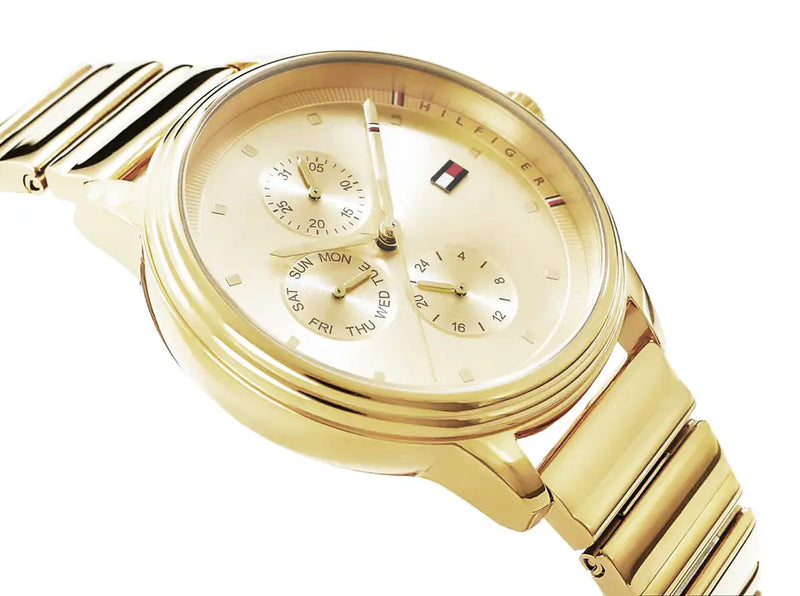 Tommy Hilfiger Blake White Dial Gold Steel Strap Watch for Women - 1781905