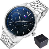 Shop Tommy Hilfiger Damon Chronograph Blue Dial Silver Steel Strap Watch for Men - 1791416 in USA