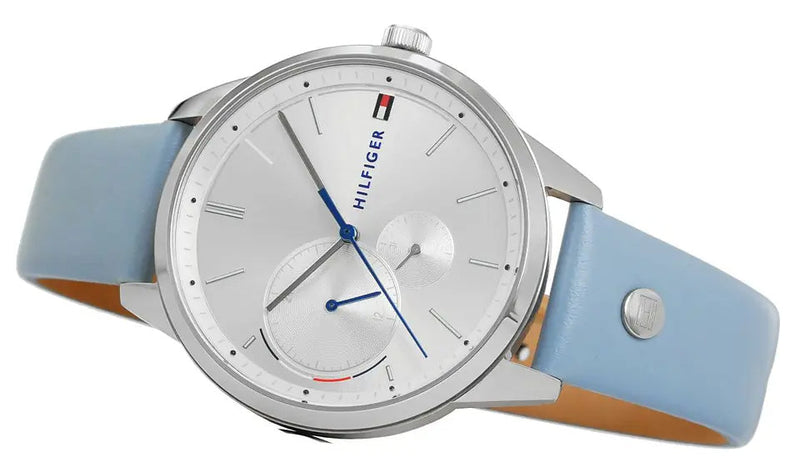 Shop Tommy Hilfiger Brooke Silver Dial Blue Leather Strap Watch for Women - 1782023 in USA