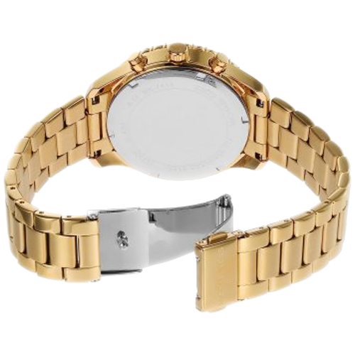 Michael Kors Berkley Chronograph Black Dial Gold Steel Strap Watch For Women - MK7414