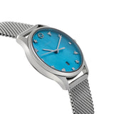 Gucci G-Timeless Turquoise Mother of Pearl Dial Silver Mesh Bracelet Watch For Women - YA126582 Buy Now By Gucci