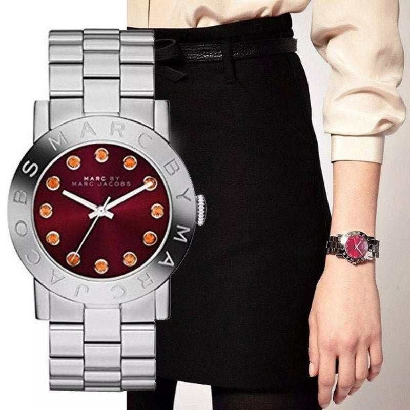 Marc Jacobs Amy Red Dial Silver Steel Strap Watch for Women - MBM3333 Buy Now By Marc Jacobs