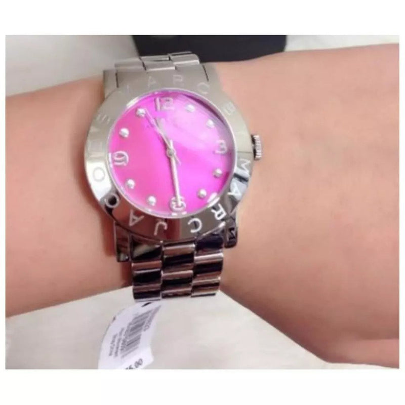 Marc Jacobs Amy Pink Dial Silver Steel Strap Watch for Women - MBM8623 Buy Now By Marc Jacobs