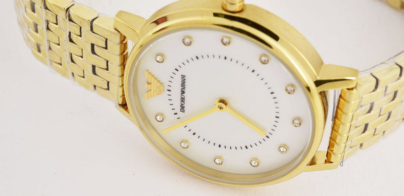 Emporio Armani Dress Analog Mother of Pearl Dial Gold Steel Strap Watch For Women - AR11007 Buy Now By Emporio Armani
