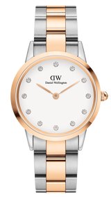 Daniel Wellington Iconic Link White Dial Two Tone Steel Strap Watch For Women - DW00100359 Buy Now By Daniel Wellington