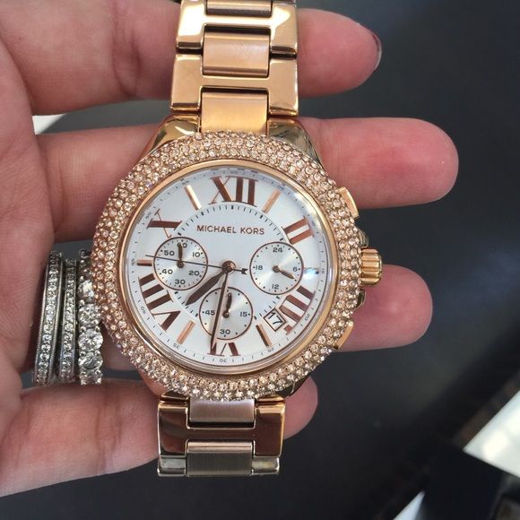 Shop Michael Kors Camille Chronograph White Dial Rose Gold Steel Strap Watch for Women - MK5636 in USA