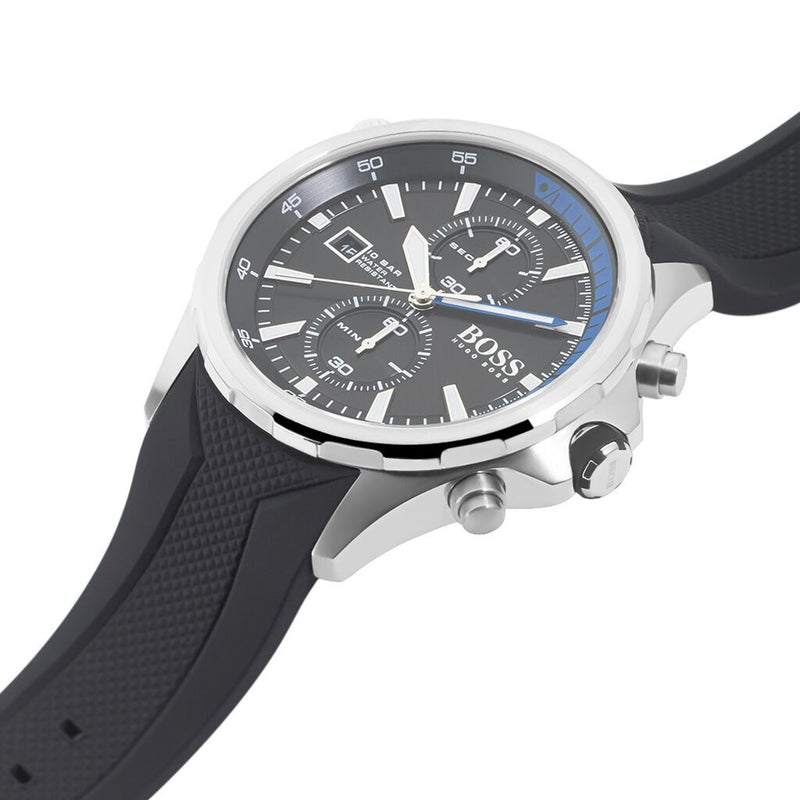 Hugo Boss Globetrotter Black Dial Black Silicone Strap Watch for Men - 1513820 Buy Now By Hugo Boss