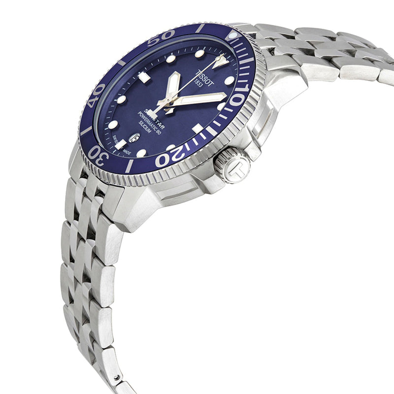 Tissot T Sport Seastar 1000 Powermatic Silicium Blue Dial Silver Steel Strap Watch For Men - T120.407.11.041.01 Buy Now By Tissot