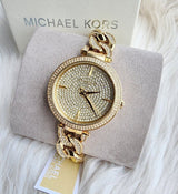 Shop Michael Kors Catelyn Crystals Gold Dial Gold Steel Strap Watch For Women - MK4674 in USA