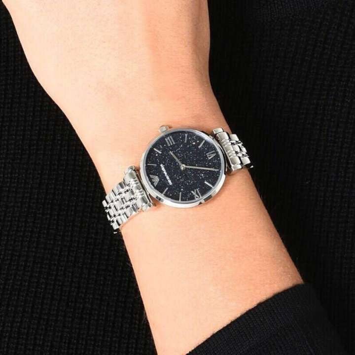 Emporio Armani Gianni T Bar Dark Blue Dial Silver Stainless Steel Watch For Women - AR11091 Buy Now By Emporio Armani