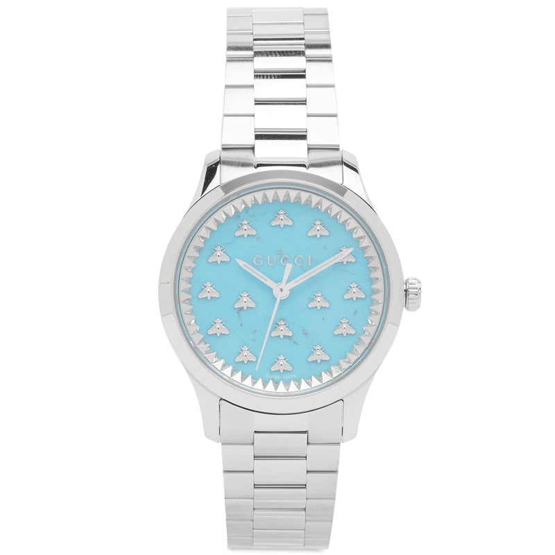 Shop Gucci G Timeless Quartz Turquoise Dial Silver Steel Strap Unisex Watch - YA1265044 in USA