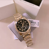 Michael Kors Brecken Chronograph Quartz Black Dial Gold Steel Strap Watch For Men - MK8481 Buy Now By Michael Kors
