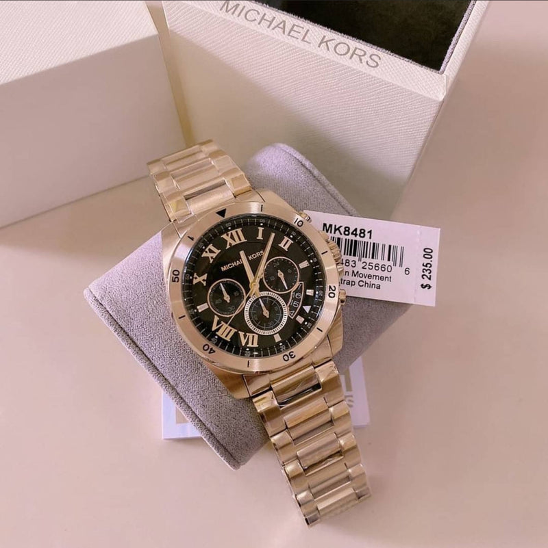 Michael Kors Brecken Chronograph Quartz Black Dial Gold Steel Strap Watch For Men - MK8481 Buy Now By Michael Kors