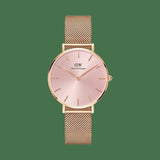 Daniel Wellington Petite Melrose Pink Dial Rose Gold Mesh Strap Watch For Women - DW00100368