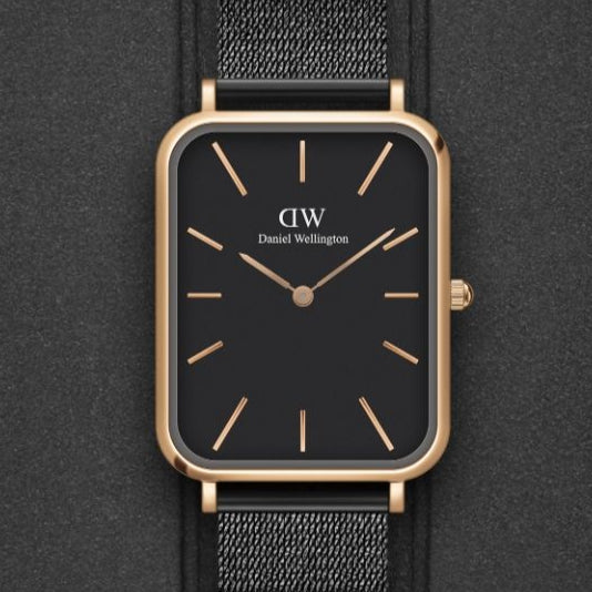Daniel Wellington Quadro Pressed Ashfield Black Dial Black Mesh Strap Watch for Women - DW00100467 Buy Now By Daniel Wellington