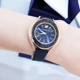Swarovski Crystalline Aura Blue Dial Blue Leather Strap Watch for Women - 5519447 Buy Now By Swarovski