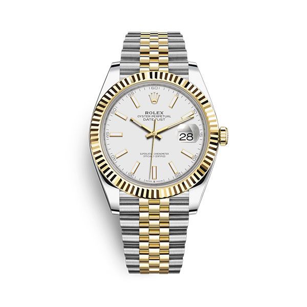 Rolex Datejust 41 Oyster White Dial Two Tone Oystersteel & Yellow Gold Jubilee Bracelet White Dial Watch for Men - M126333-0016