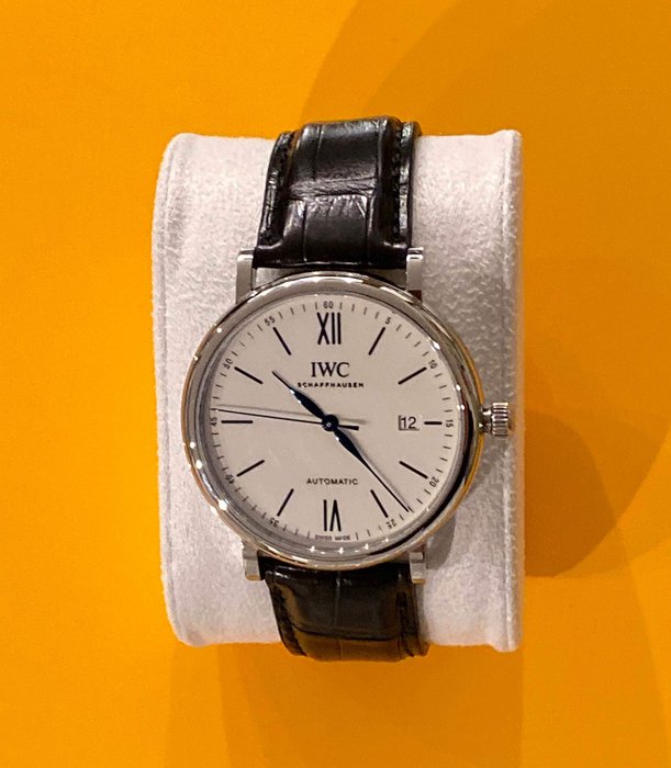 Shop IWC Portofino Automatic '150 Years' Edition Automatic White Dial Black Leather Strap Watch for Men - IW356519 in USA