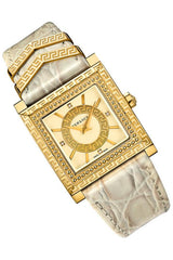 Versace DV-25 Gold Dial Off White Leather Strap Watch for Women - VQF030015 Buy Now By Versace
