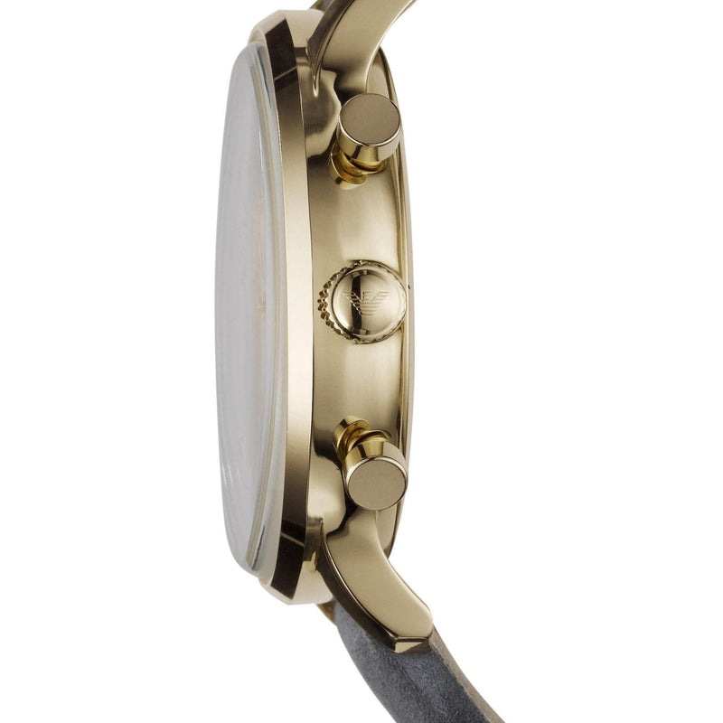 Emporio Armani Gianni Beige Dial Grey Leather Strap Watch For Men - AR0386 Buy Now By Emporio Armani