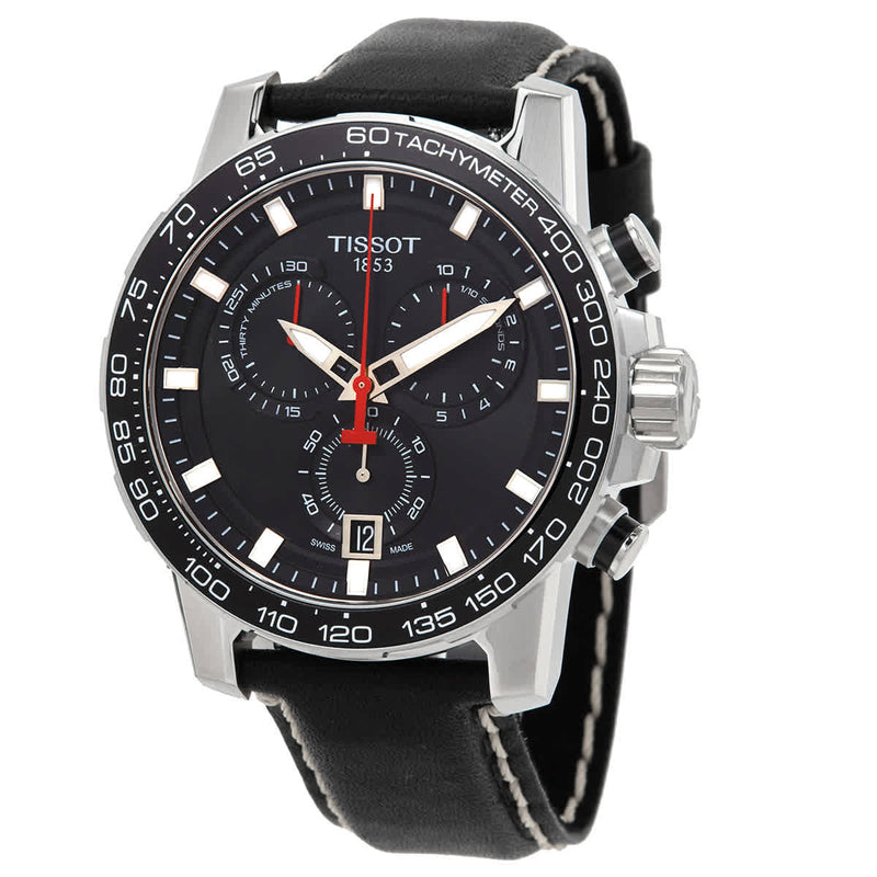 Tissot Supersport Chrono Black Dial Black Leather Strap Watch for Men - T125.617.16.051.00 Buy Now By Tissot