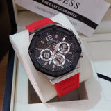 Guess Momentum Black Dial Red Rubber Strap Watch for Men - GW0263G3 Buy Now By Guess