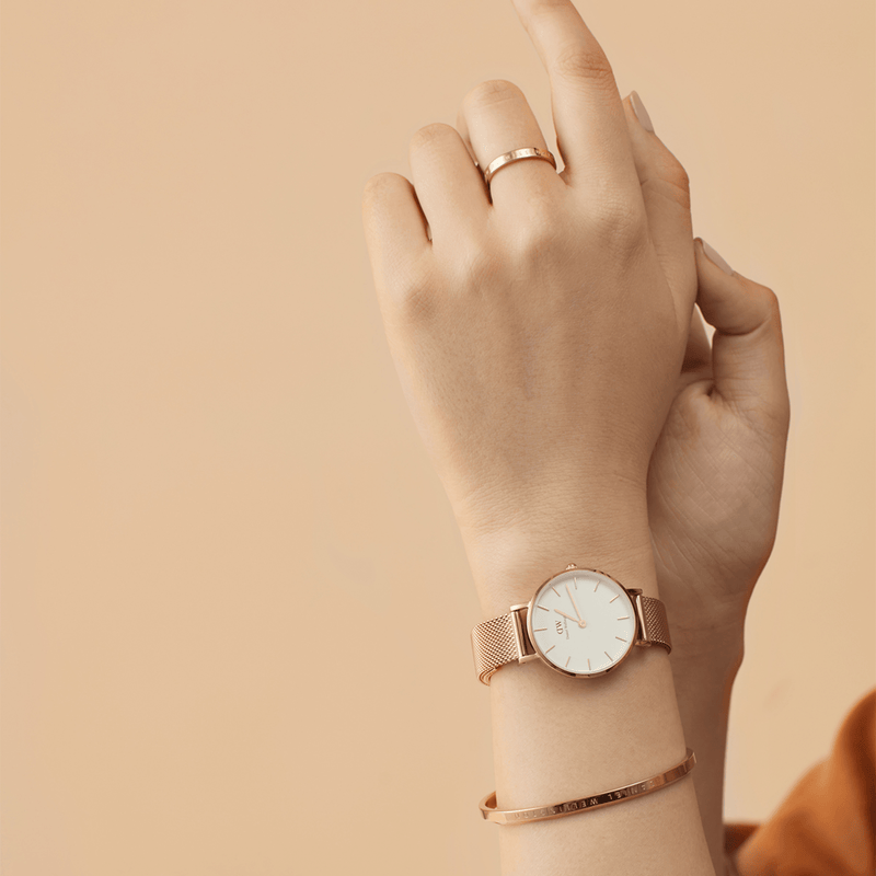 Daniel Wellington Classic Petite White Dial Rose Gold Mesh Bracelet Watch For Women - DW00100219 Buy Now By Daniel Wellington