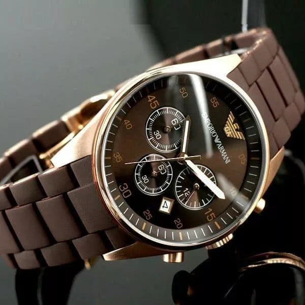 Emporio Armani Sportivo Chronograph Brown Dial Brown Silicone Strap Watch For Men - AR5891 Buy Now By Emporio Armani