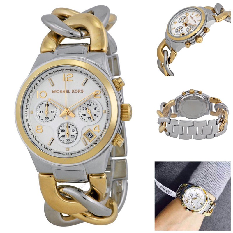 Michael Kors Runway White Dial Two Tone Steel Strap Watch for Women - MK3199 Buy Now By Michael Kors