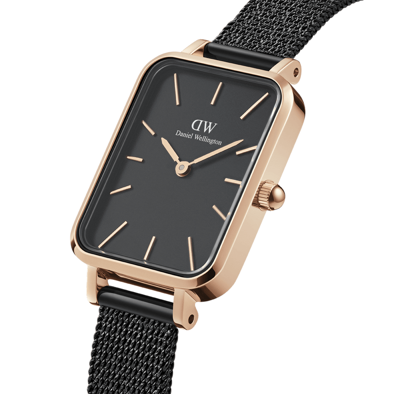 Daniel Wellington Quadro Pressed Ashfield Black Dial Black Mesh Strap Watch for Women - DW00100467 Buy Now By Daniel Wellington