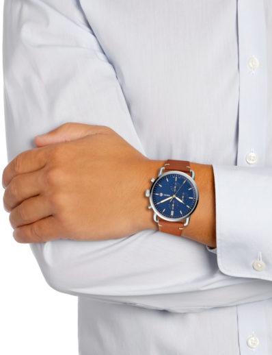 Fossil The Commuter Blue Dial Brown Leather Strap Watch for Men - FS5401 Buy Now By Fossil