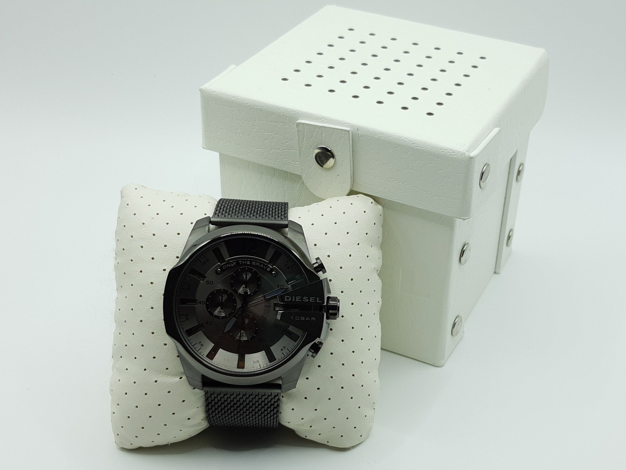 Diesel Mega Chief Chronograph Black Dial Black Mesh Strap Watch For Men - DZ4527