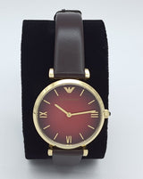 Emporio Armani Gianni T Bar Burgundy Dial Burgundy Leather Strap Watch For Women - AR1758 Buy Now By Emporio Armani