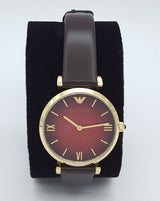 Emporio Armani Gianni T Bar Burgundy Dial Burgundy Leather Strap Watch For Women - AR1757 Buy Now By Emporio Armani