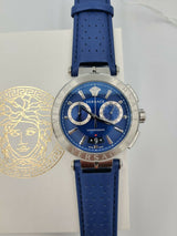 Versace Aion Chronograph Blue Dial Blue Leather Strap Watch for Men - VE1D01220 Buy Now By Versace