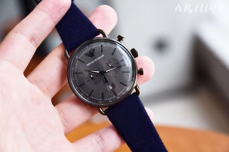 Emporio Armani Aviator Quartz Grey Dial Blue Fabric Strap Watch For Men - AR11144 Buy Now By Emporio Armani