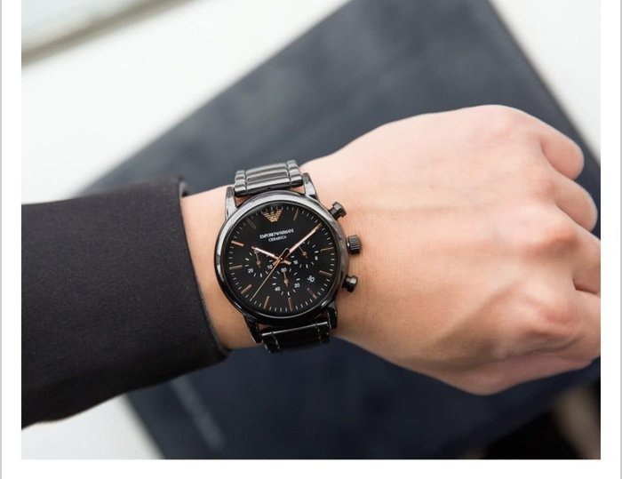 Emporio Armani Luigi Ceramic Chronograph Black Dial Black Strap Watch For Men - AR1509 Buy Now By Emporio Armani