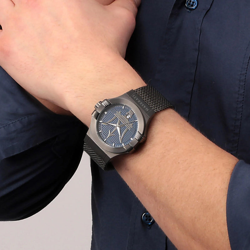 Maserati Potenza Quartz Blue Dial Grey Mesh Bracelet Watch For Men - R8853108005 Buy Now By Maserati
